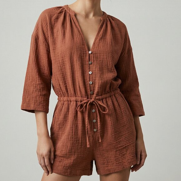 NWT Z Supply Terracotta cotton gauze romper S - Picture 1 of 8